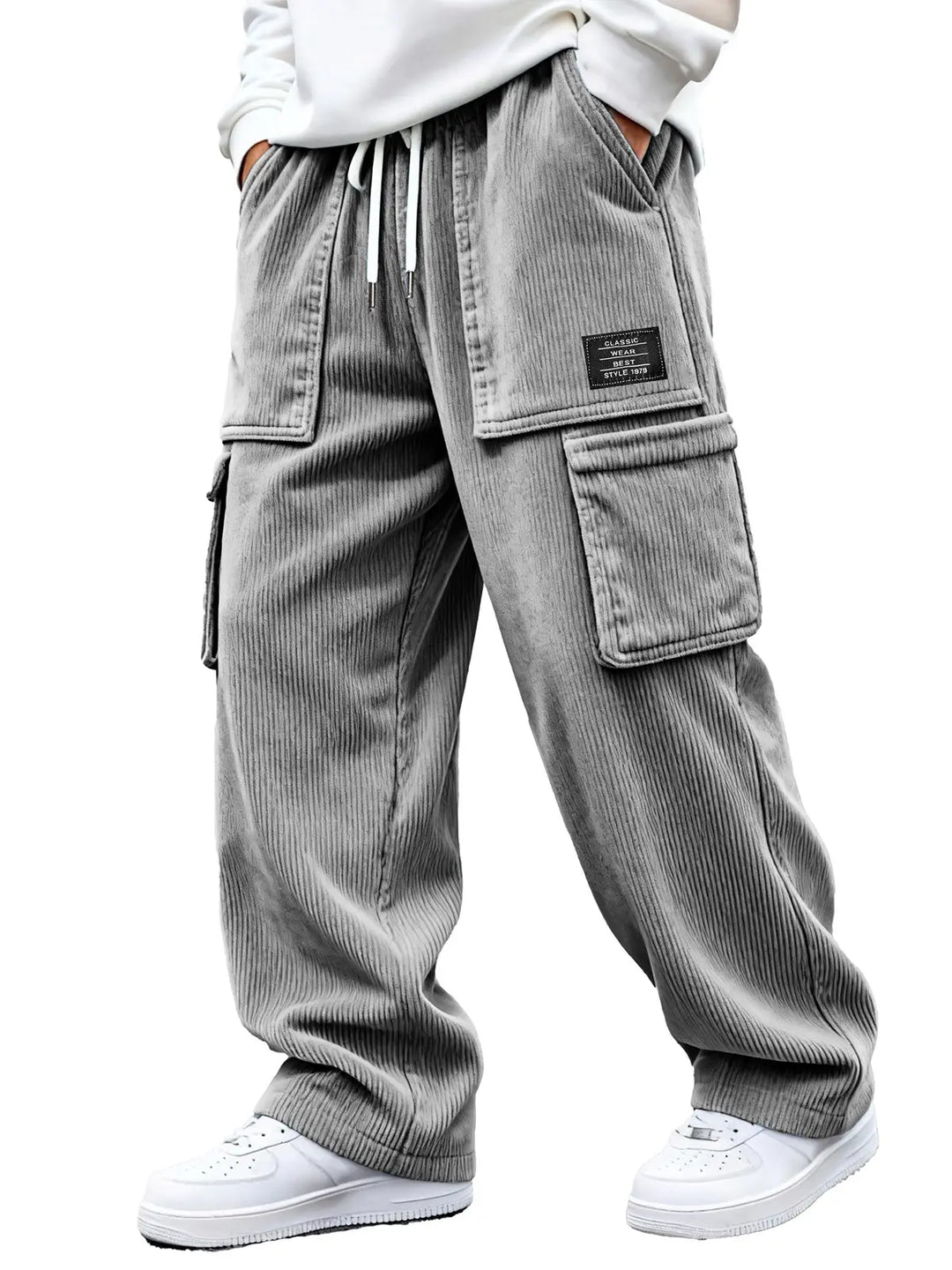 Heren cargobroek | Ribstof broek met cargozakken