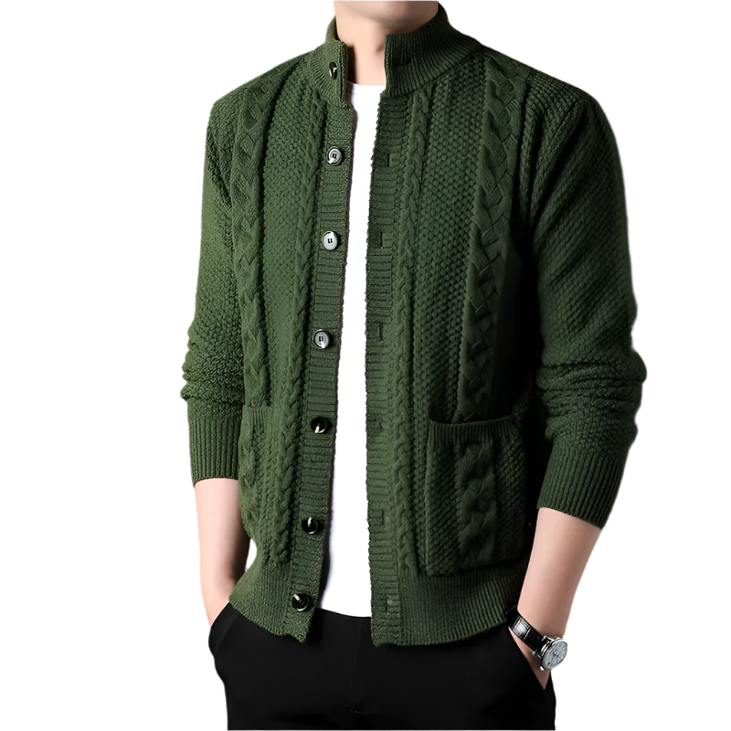 NordicWeave Jacket | Gebreide herenjas met fleece en quilt