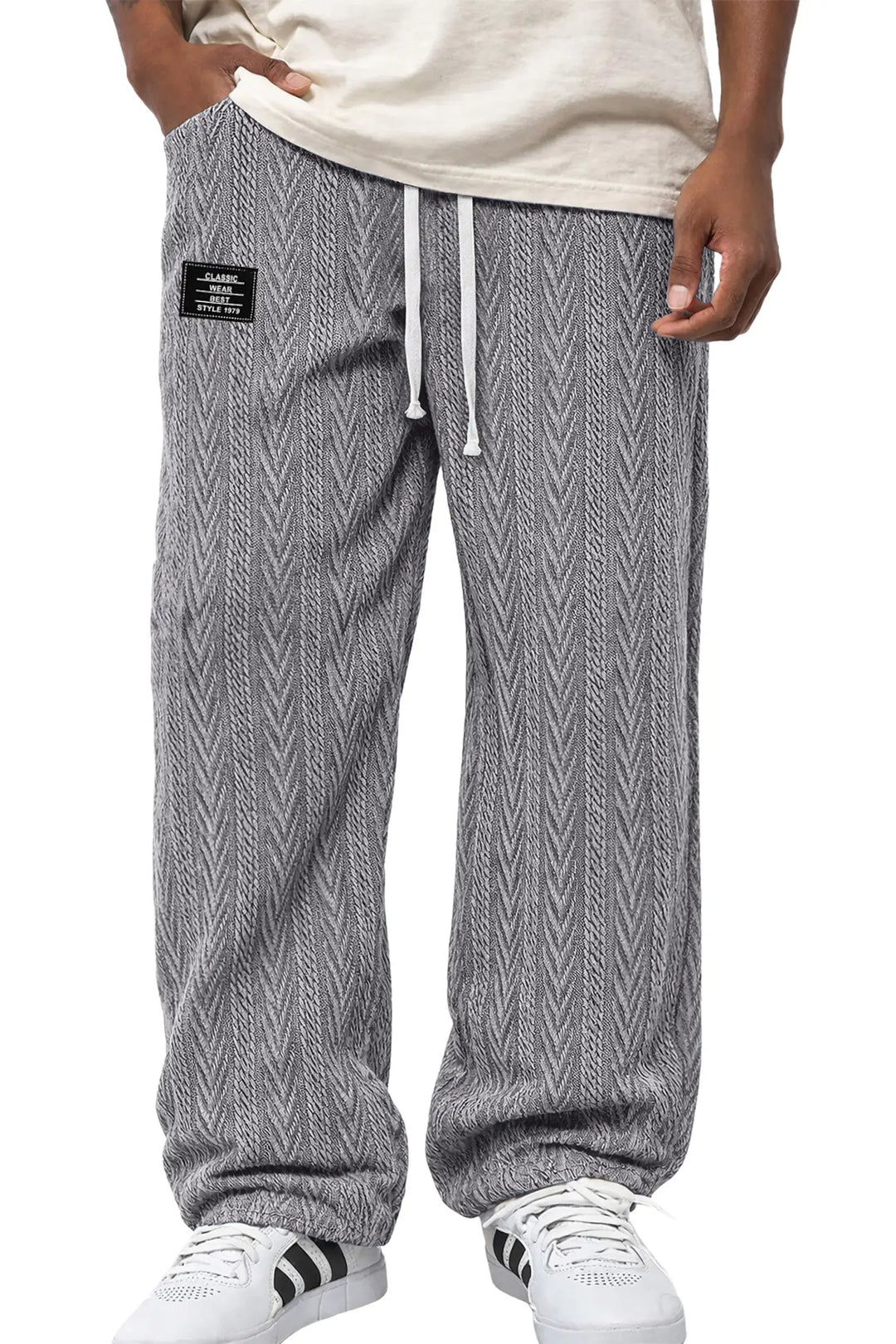 Heren broek | Jacquard broek met elastische taille
