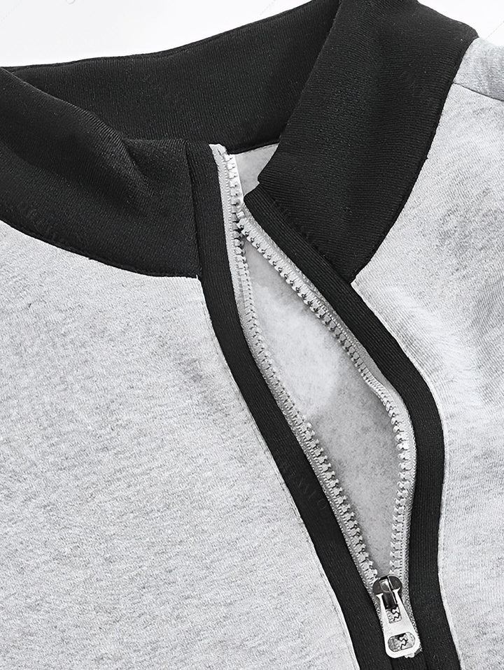 Klassieke half-zip pullover van zachte stof met hoge kraag voor heren