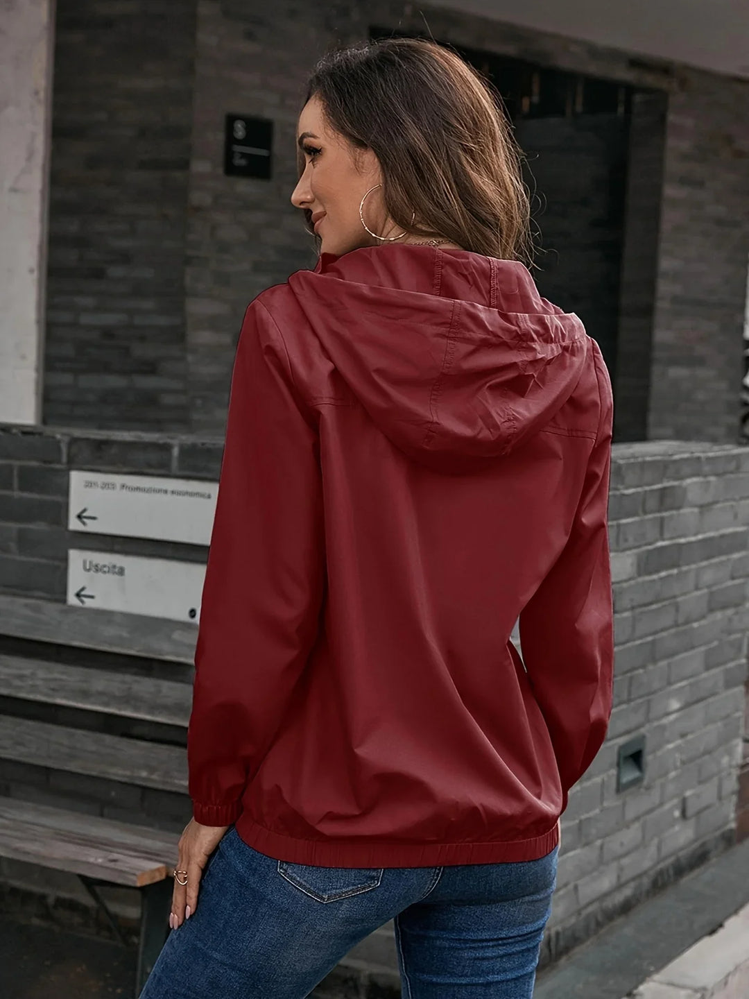 Dames regenjas | Lichtgewicht windproof jas met capuchon en rits
