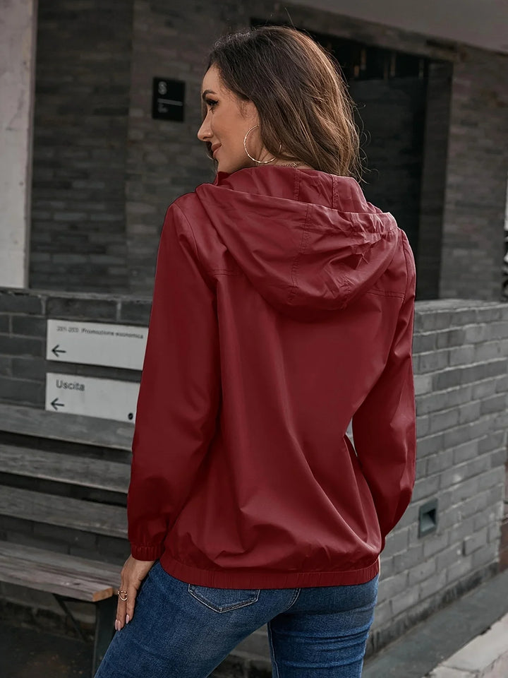 Dames regenjas | Lichtgewicht windproof jas met capuchon en rits