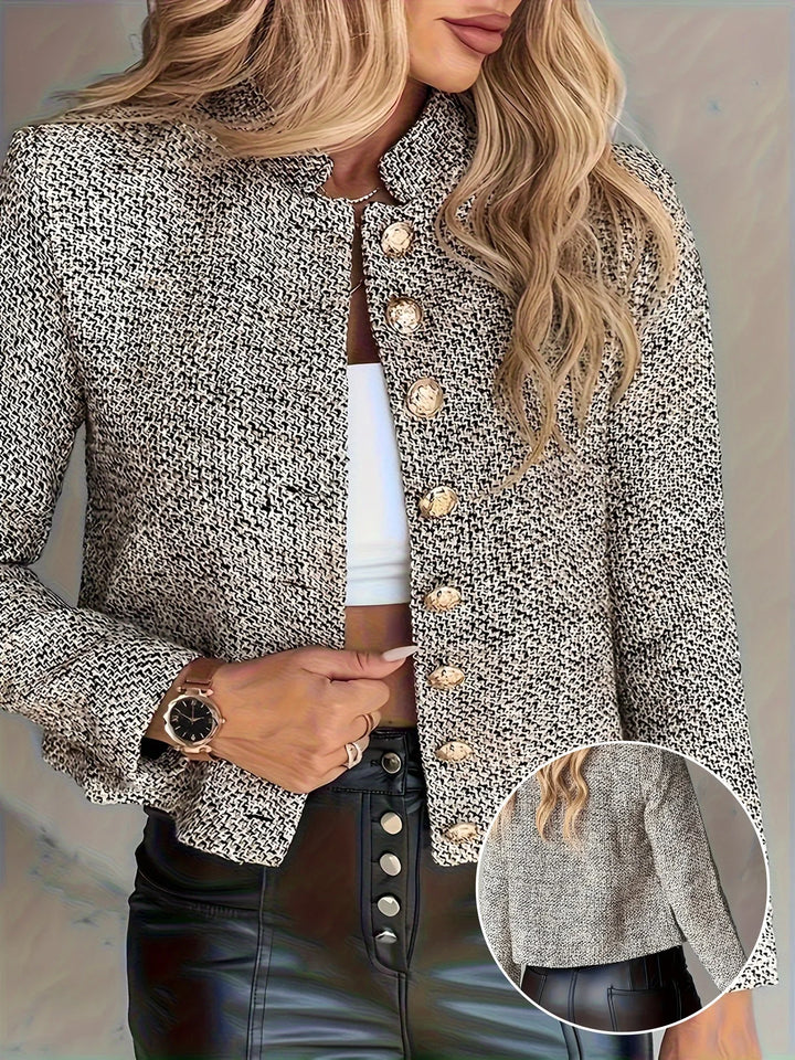 Dames blazer | Beige colorblock jasje met knopen