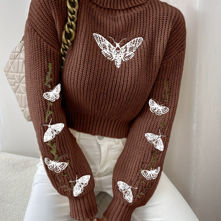 Coltrui dames | Gebreide winter trui met borduursel