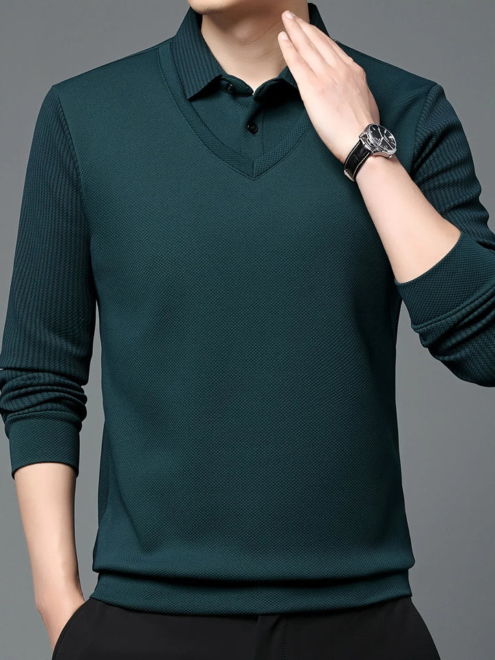 Heren trui | Gebreide sweater met kraag en lange mouw