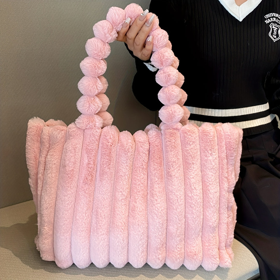 Dames tas | Pluche puffy schoudertas dames met grote capaciteit