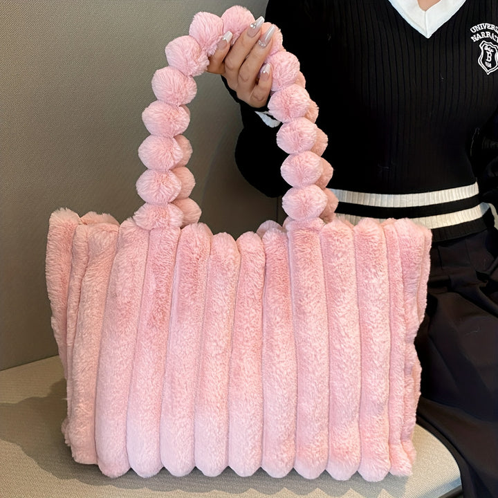 Dames tas | Pluche puffy schoudertas dames met grote capaciteit