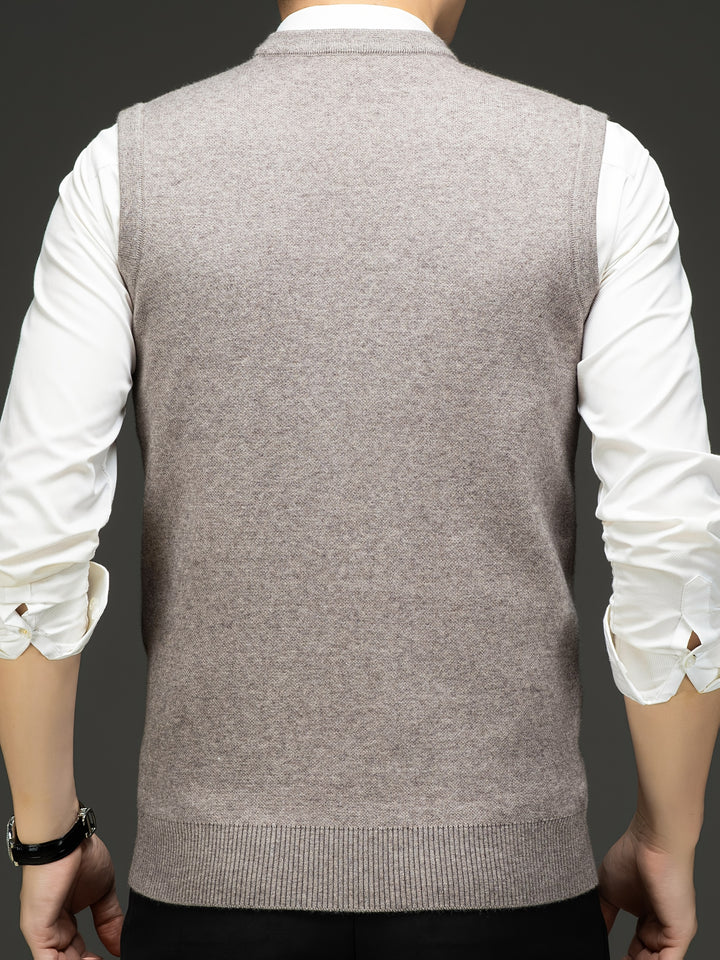 Heren pullover | Gebreide V-hals pullover met diamantpatroon