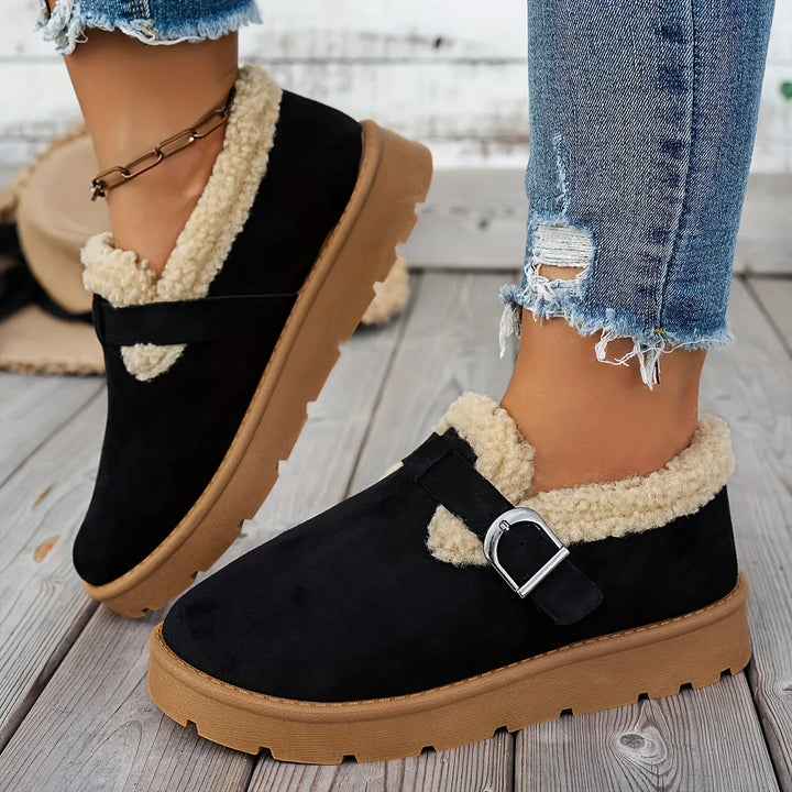Dames boots | Instap lage boots met fleece voering