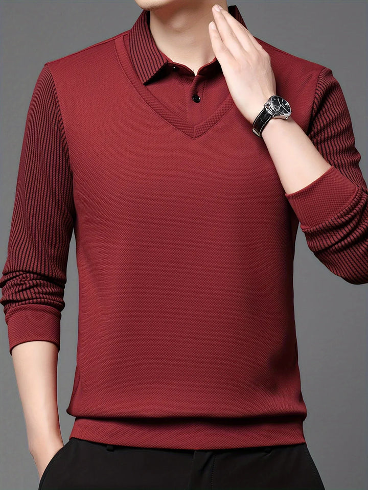 Heren trui | Gebreide sweater met kraag en lange mouw