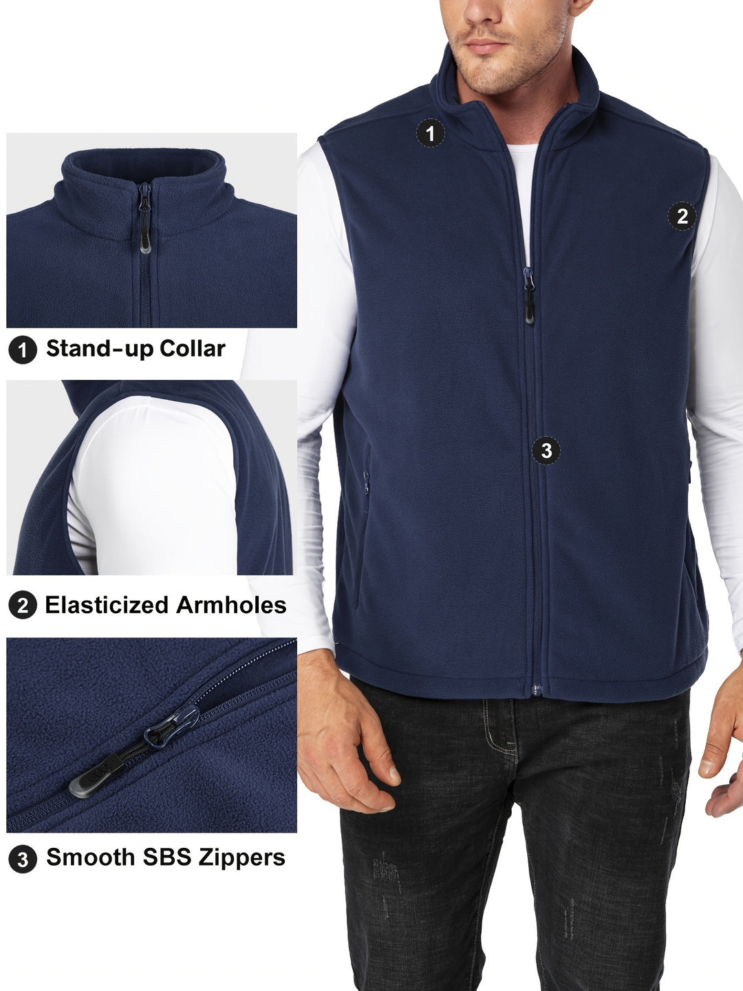 Fleece vest heren | Lichtgewicht mouwloos vest met rits