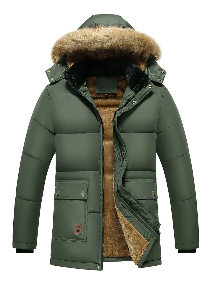 Heren winterjas | Warme parka met bontkraag en capuchon