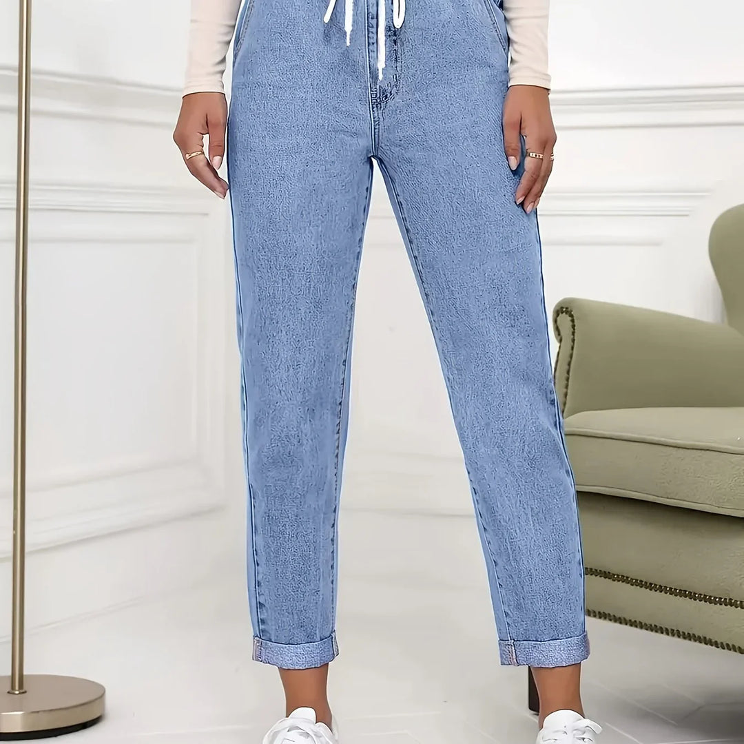 Dames jeans | Lichte spijkerbroek met elastische taille