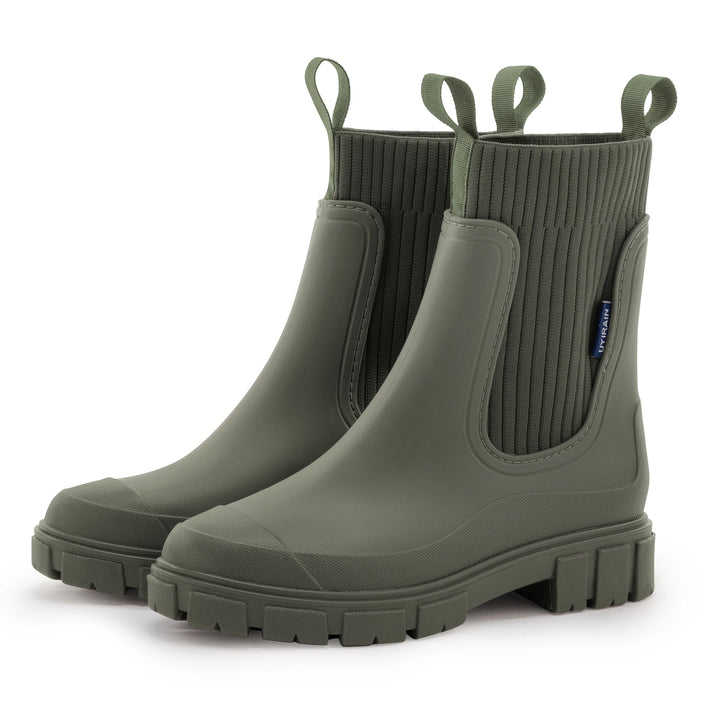Dames regenlaarzen | Beige chelsea boots met dikke zool