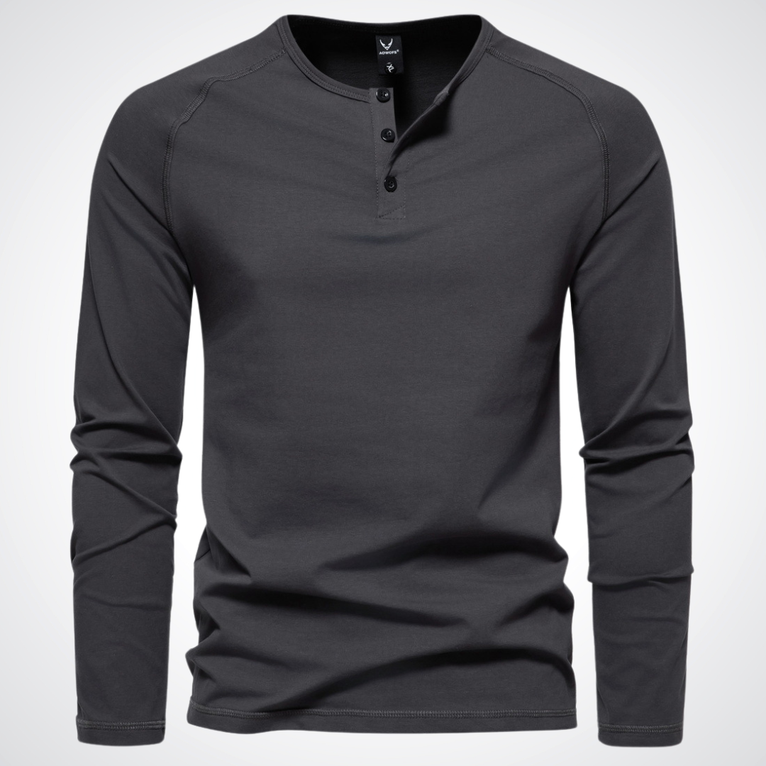 Stephen | Heren Henley shirt met lange mouwen