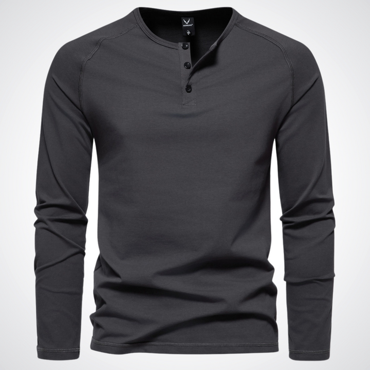 Stephen | Heren Henley shirt met lange mouwen