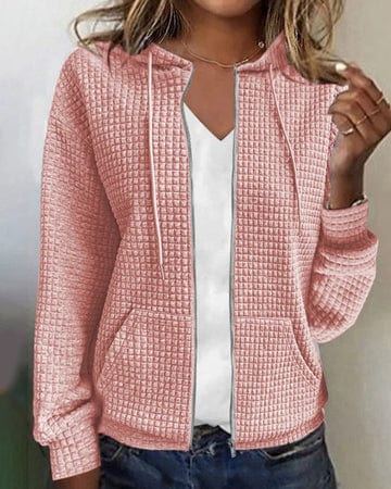 Dames vest met capuchon en rits | Wafelstof