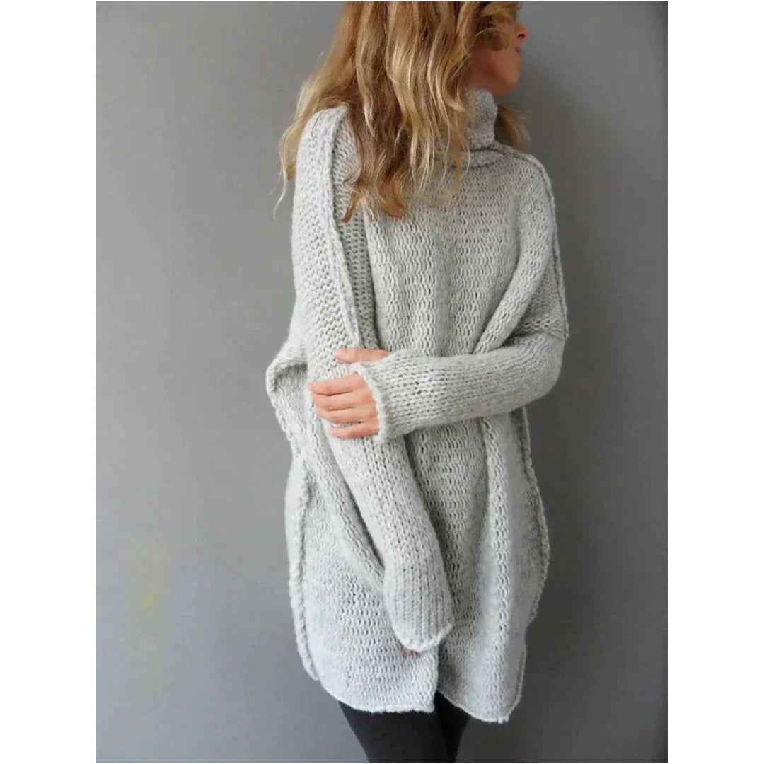 Dames trui | Oversized gebreide coltrui in wolblend