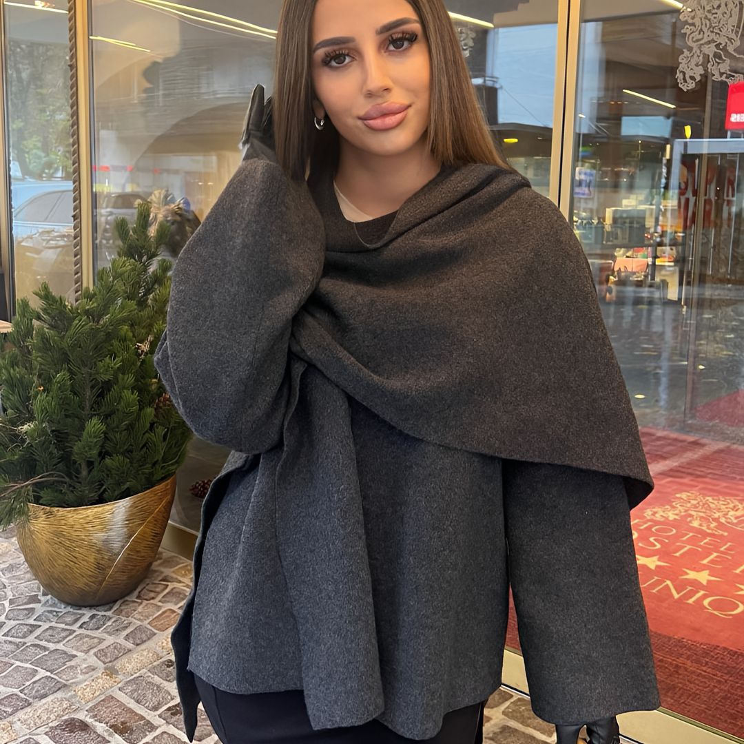 Poncho dames | Asymmetrische cape met brede kraag
