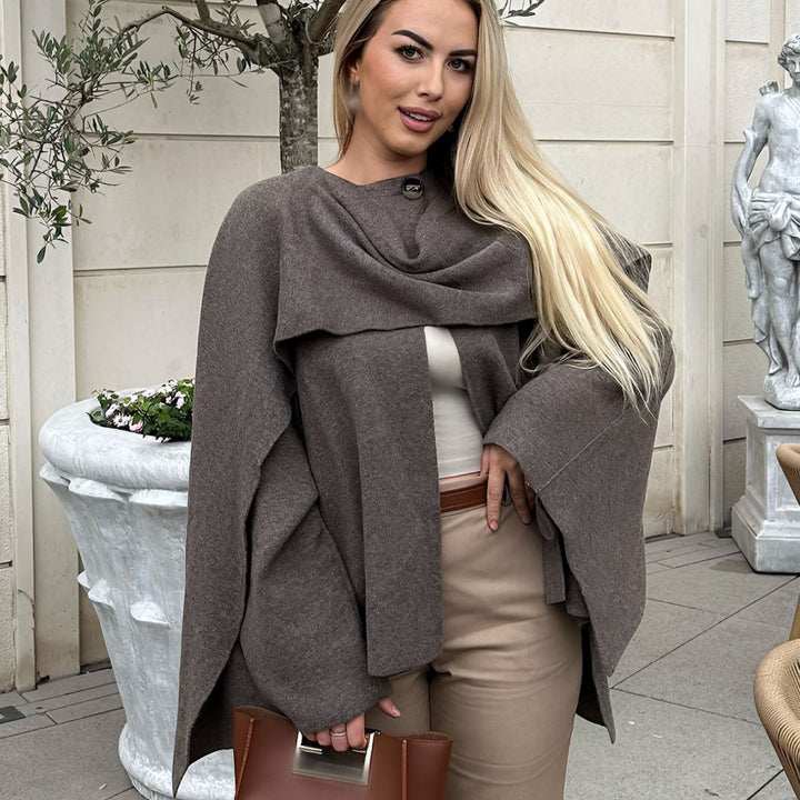 Poncho dames | Asymmetrische cape met brede kraag