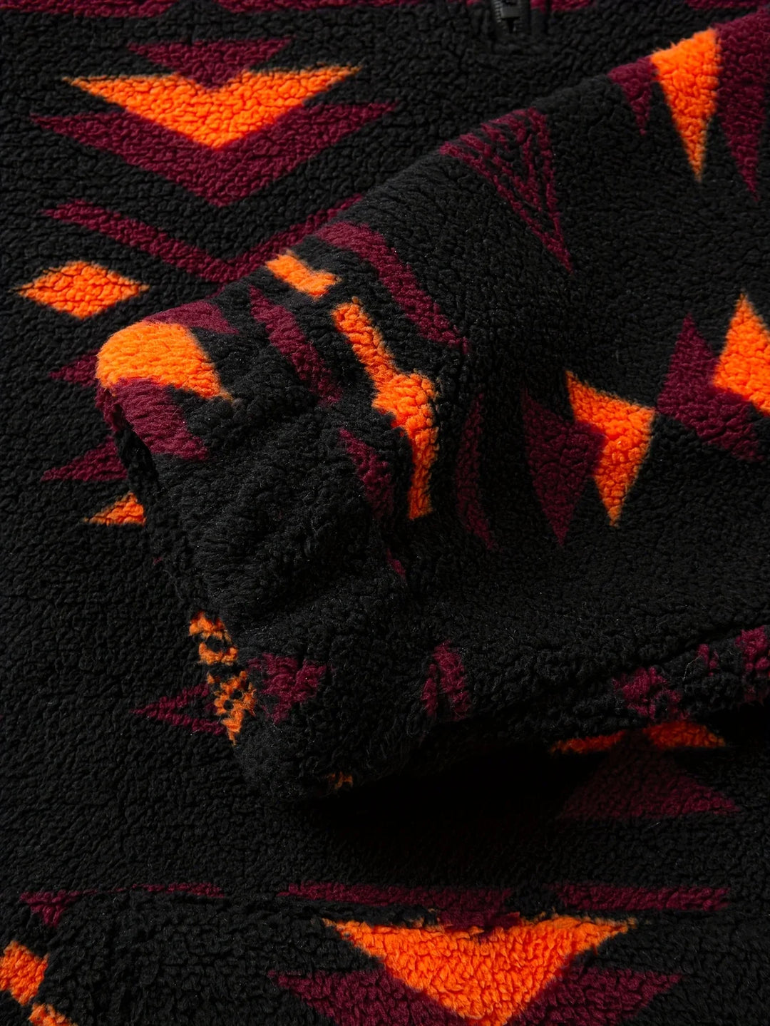 Heren fleece trui | Half zip bohemian sweater met geometrisch patroon