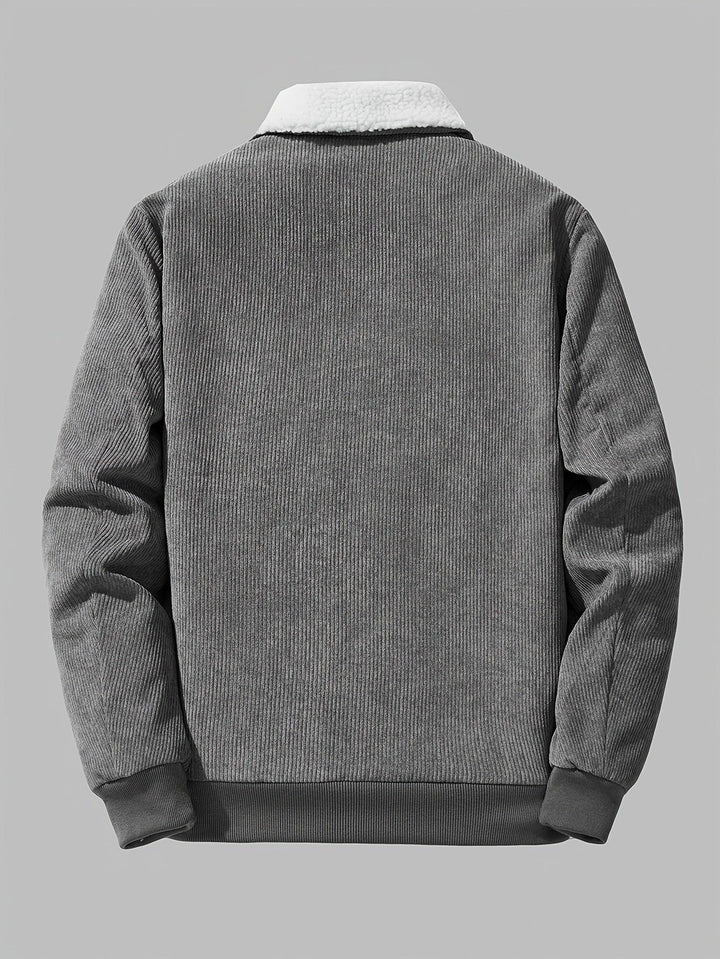 Heren winterjas | Corduroy jas met fleece voering en kraag