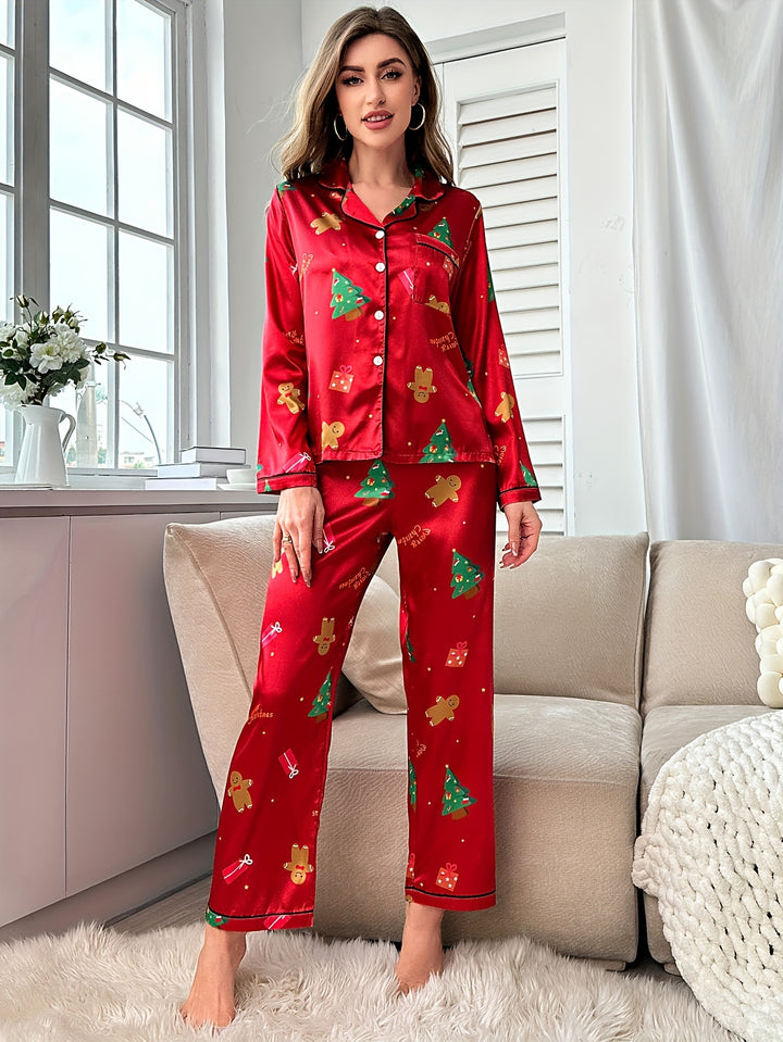 Dames kerst pyjama set | Comfortabele pyjama met kerstprint