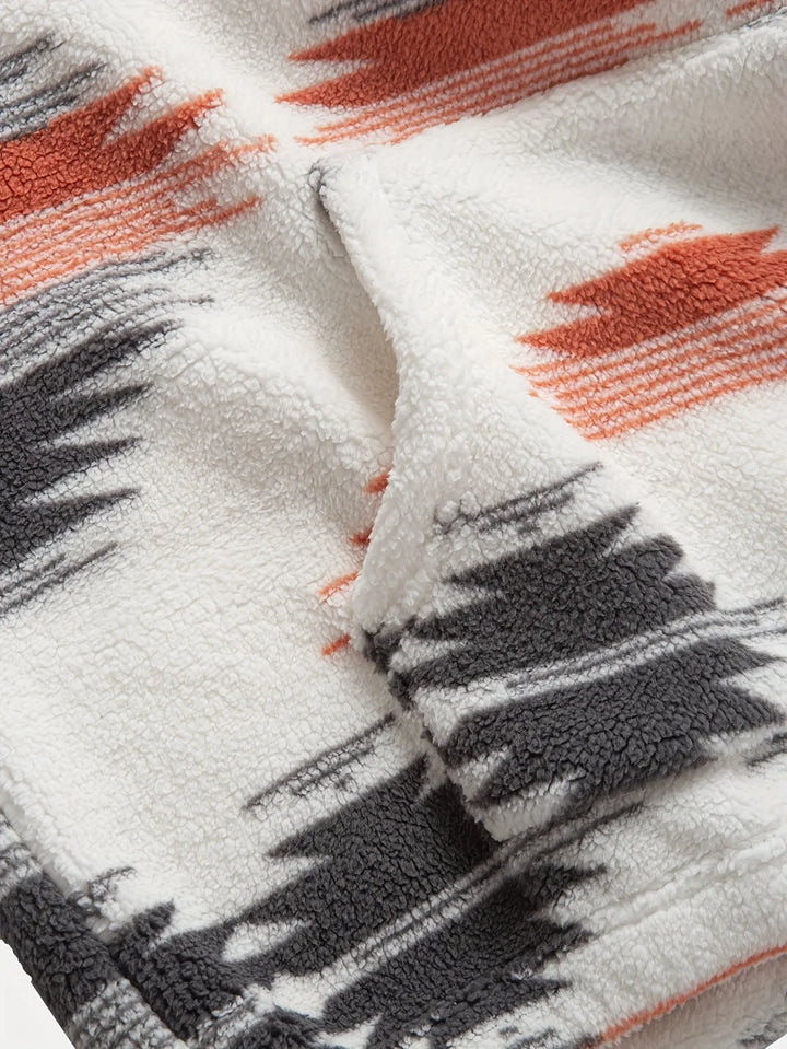 Heren fleece trui | Half zip sweater met aztec print