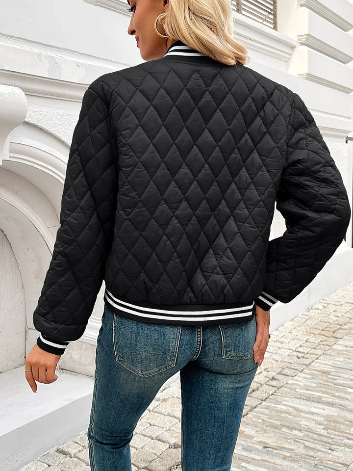 Bomberjack dames | Gewatteerd quilted jas met ritssluiting