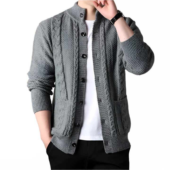 NordicWeave Jacket | Gebreide herenjas met fleece en quilt