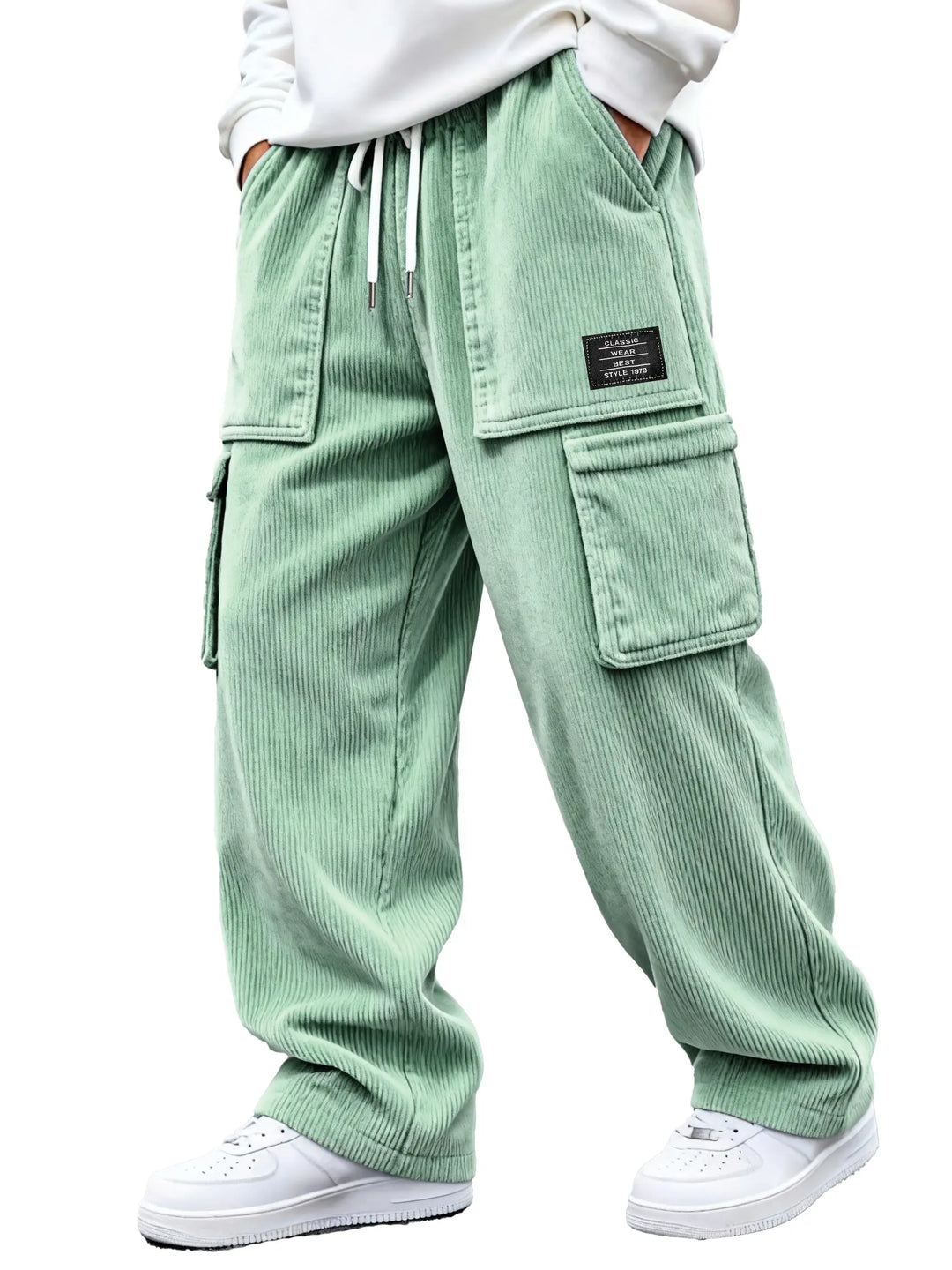 Heren cargobroek | Ribstof broek met cargozakken