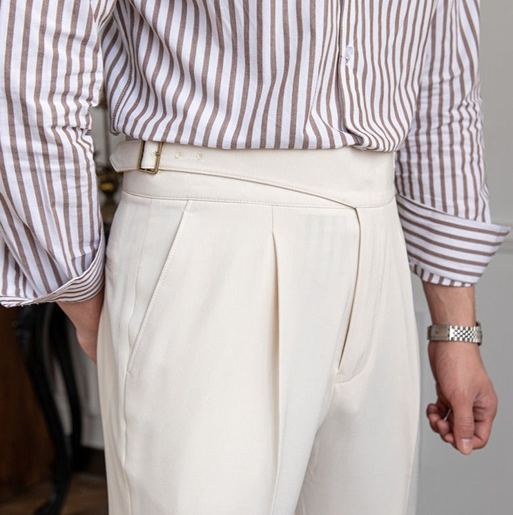 Gurkha Pantalon | Heren geplooide straight leg broek
