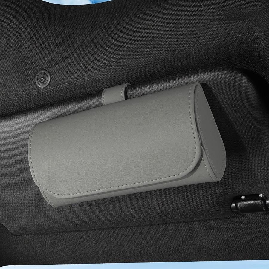 Auto brilhouder | Leren look zonnebril clip met stiksel detail