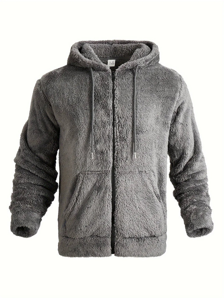 Heren teddy hoodie | Warme fleece trui met rits en capuchon