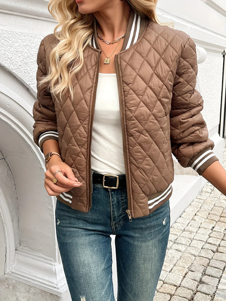 Bomberjack dames | Gewatteerd quilted jas met ritssluiting