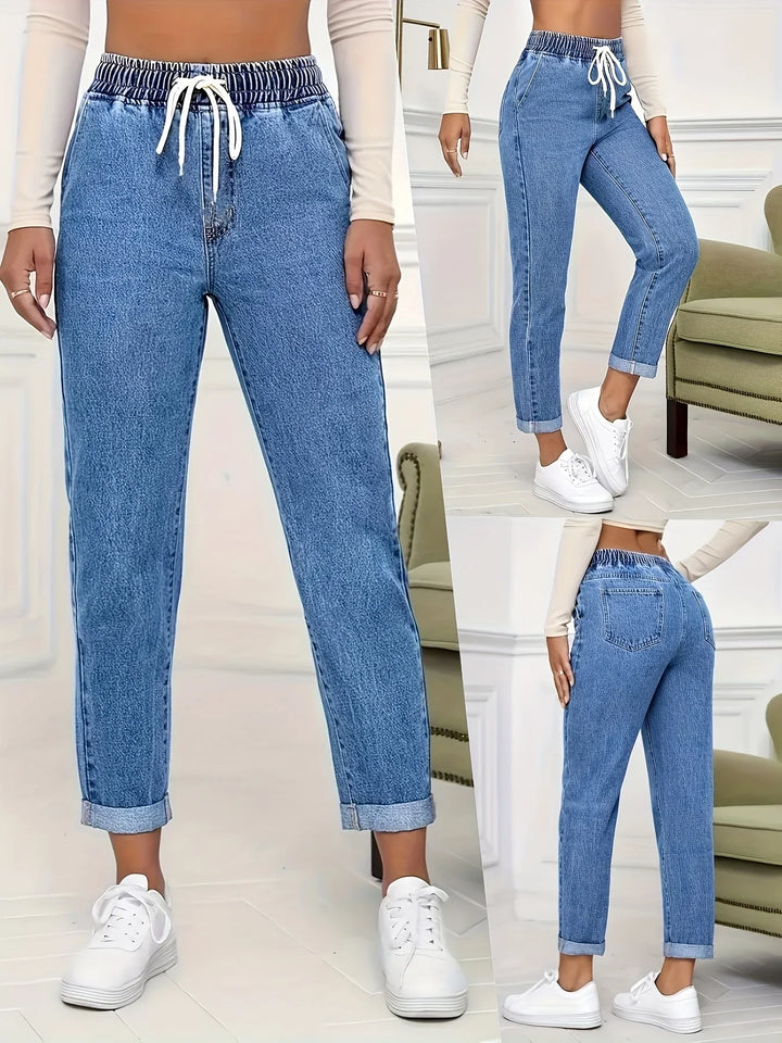 Dames jeans | Lichte spijkerbroek met elastische taille