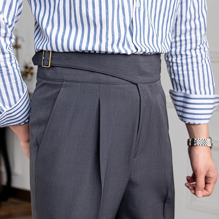 Gurkha Pantalon | Heren geplooide straight leg broek