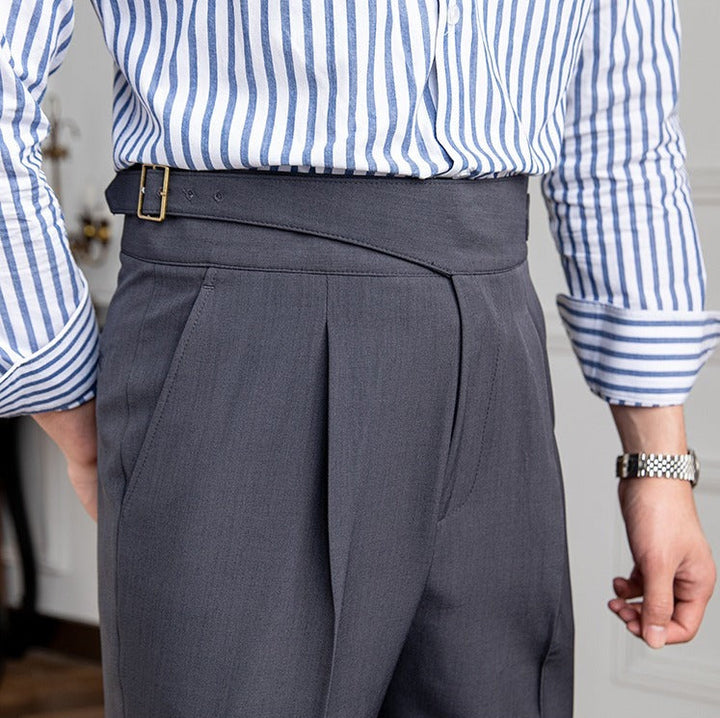 Gurkha Pantalon | Heren geplooide straight leg broek