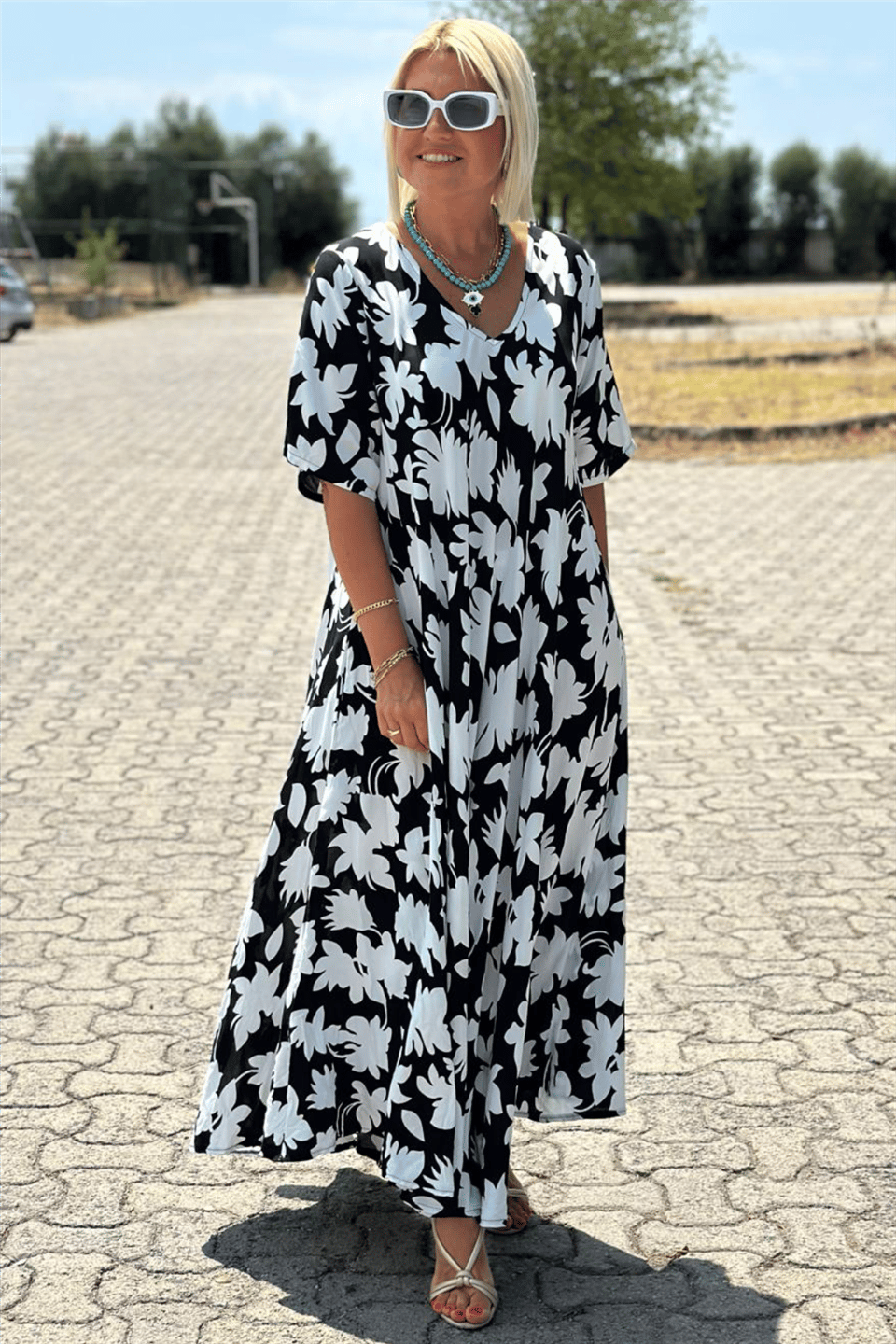 Midi Jurk voor Dames – Elegante Pasvorm met Print