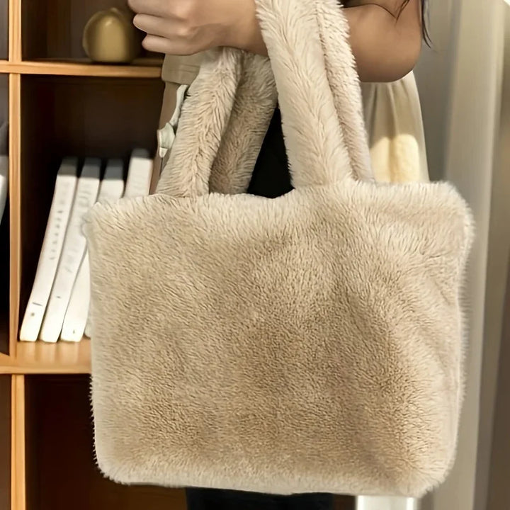 Dames faux fur tas | Pluche shopper in roze of wit