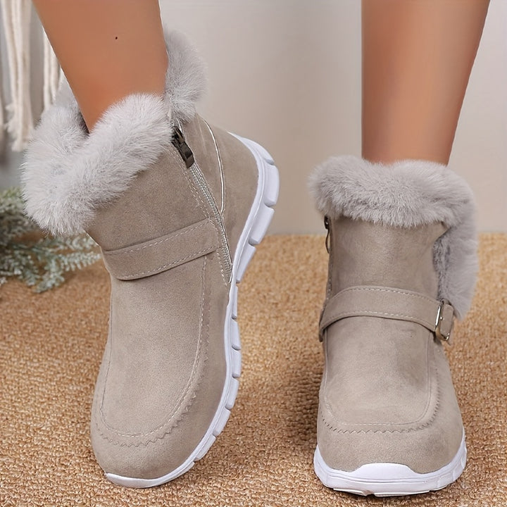 Winterlaarzen dames | Gevoerde enkellaarzen met ritssluiting