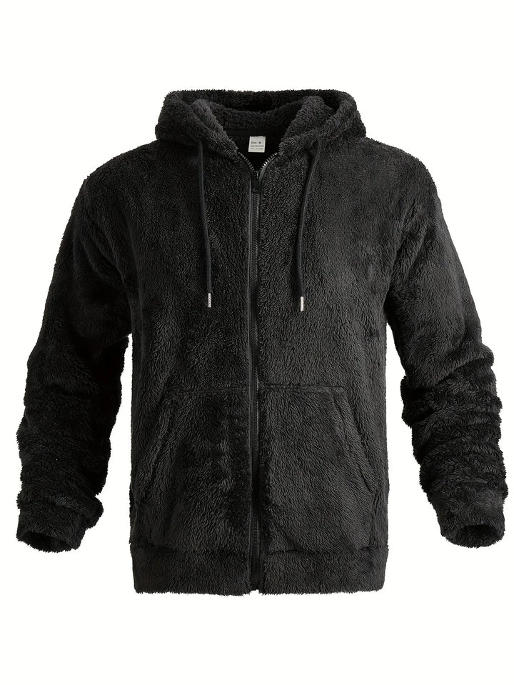 Heren teddy hoodie | Warme fleece trui met rits en capuchon