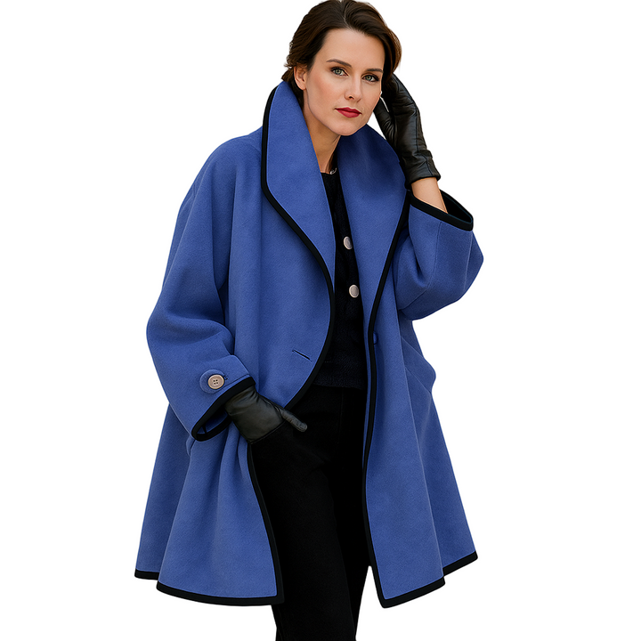 Oversized dames trenchcoat met contrasterende bies