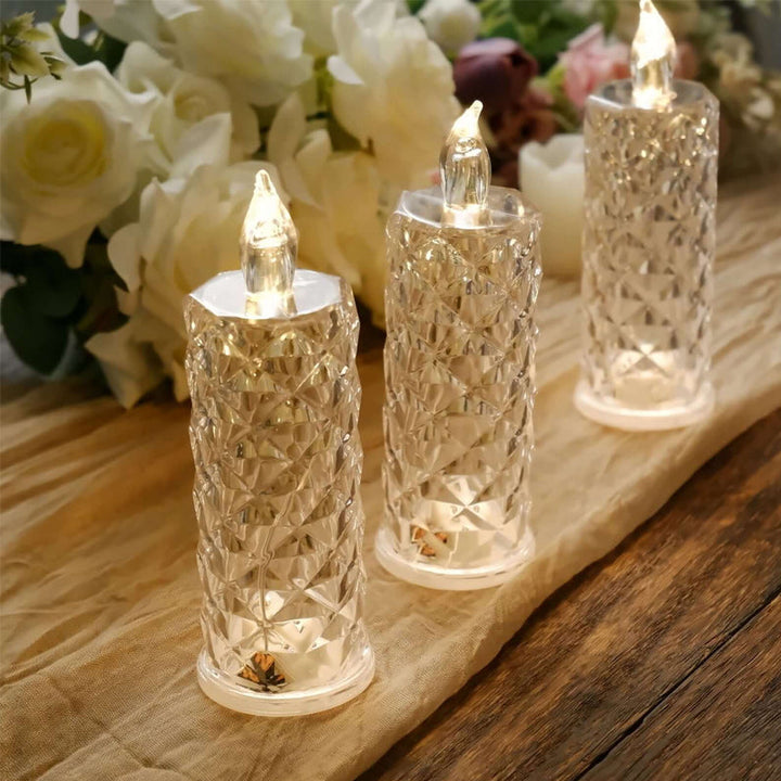 Kristalachtige LED kaars | Sfeervolle lamp met vlam effect