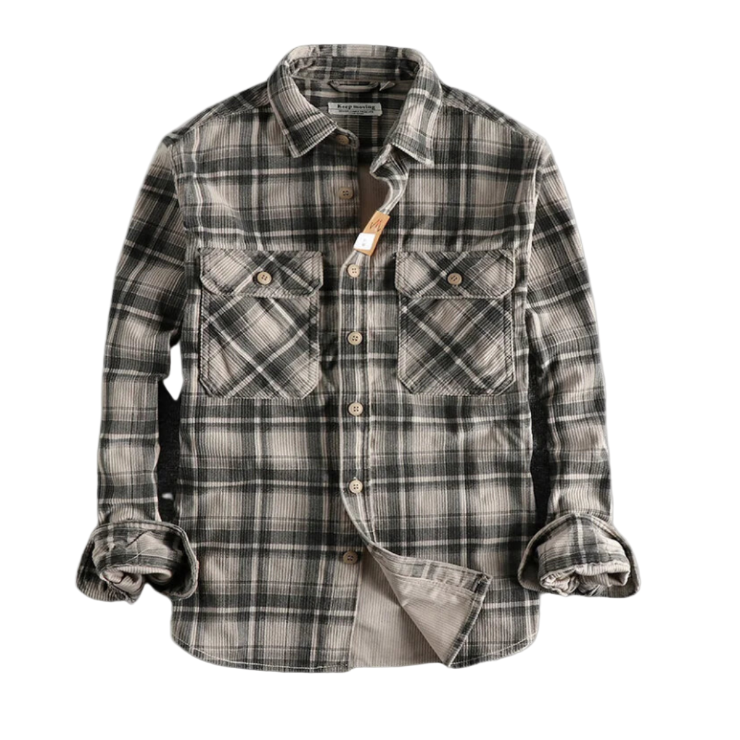 Ryder | Heren retro corduroy flanellen ruiten overhemd