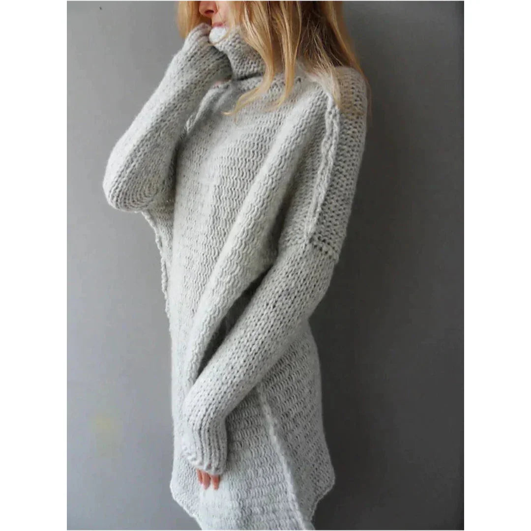 Dames trui | Oversized gebreide coltrui in wolblend