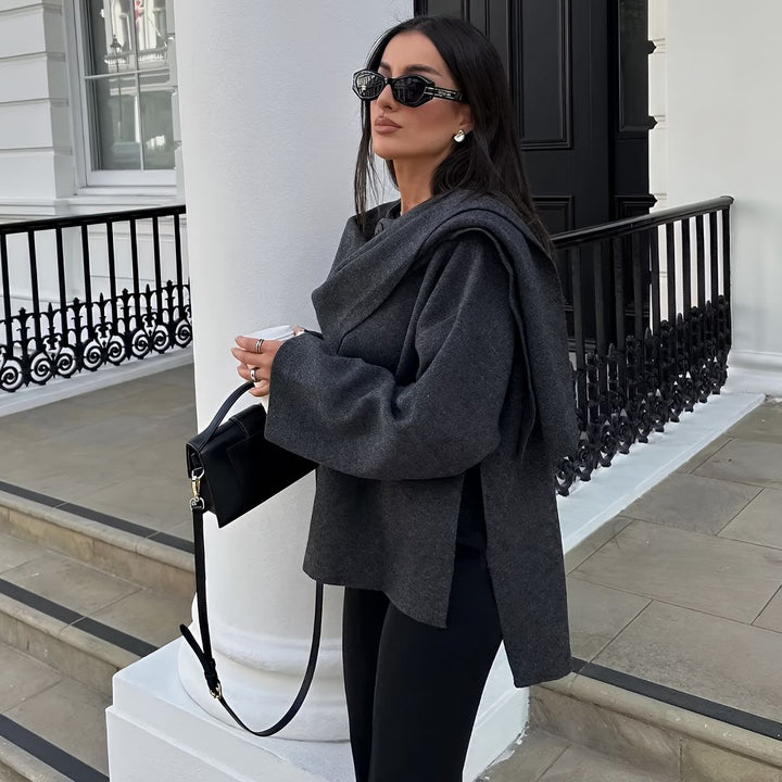 Poncho dames | Asymmetrische cape met brede kraag