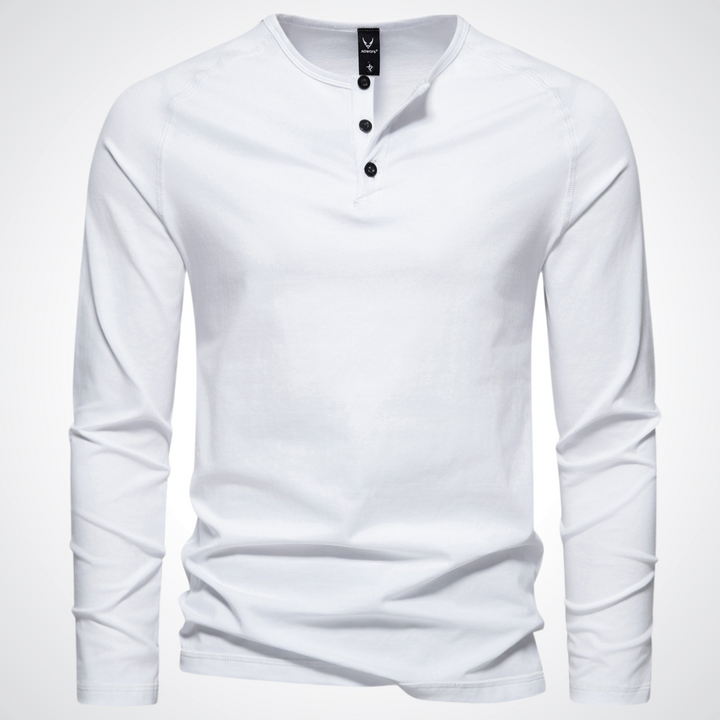 Stephen | Heren Henley shirt met lange mouwen