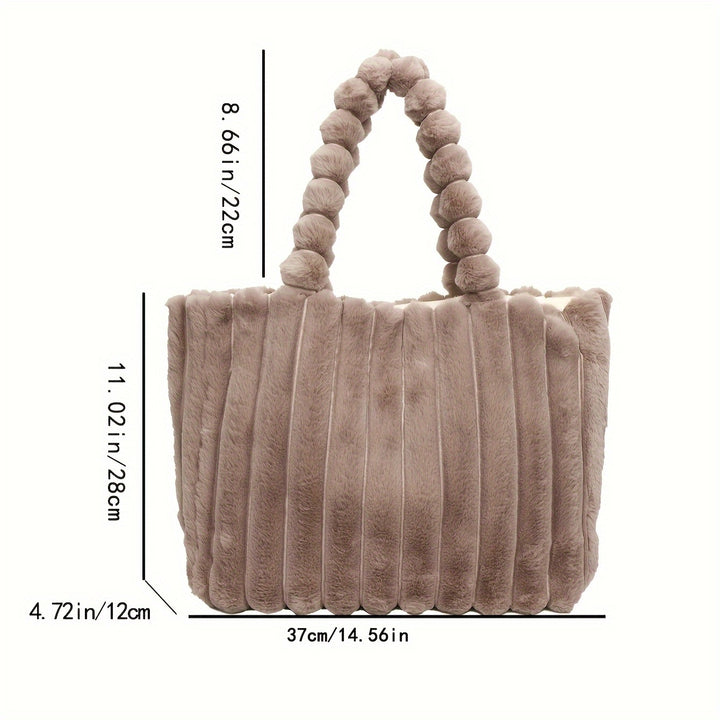 Dames tas | Pluche puffy schoudertas dames met grote capaciteit