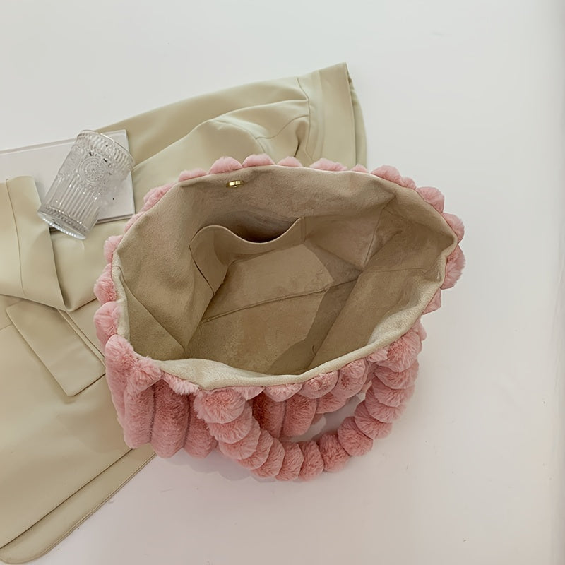Dames tas | Pluche puffy schoudertas dames met grote capaciteit